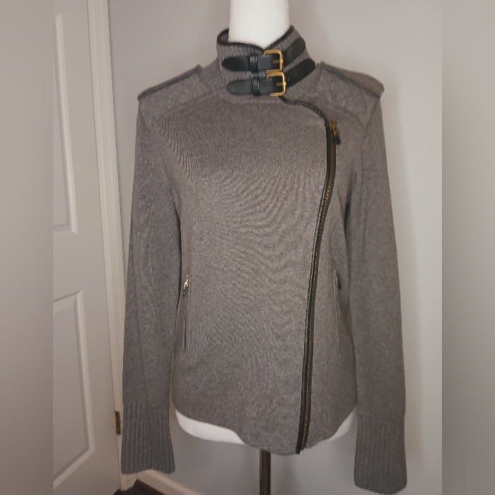 Nwt Ann Taylor Asymmetrical Zip Cardigan With Buckles At Collar